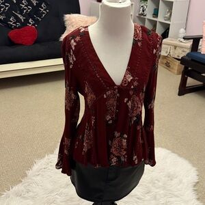 Altar'd State Burgundy Floral Top
